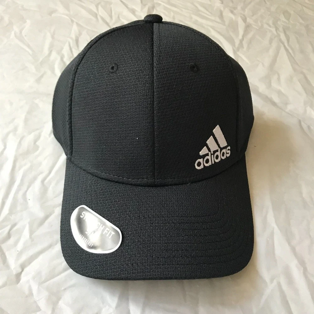 NEW Adidas Men's Release II Stretch Fit Size S/M Black/White Logo Cap Sport Hat - Picture 2 of 8